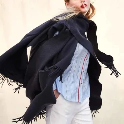 - Long Fringed Cape Dark Blue^Officina Del Poggio Best