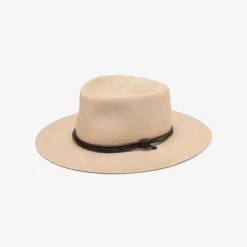 Panama Straw O' Keeffe Hat With Black Leather Natural Nero^Officina Del Poggio Online
