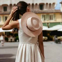 Panama Straw O' Keeffe Hat With Tan Leather Natural Tan^Officina Del Poggio Online